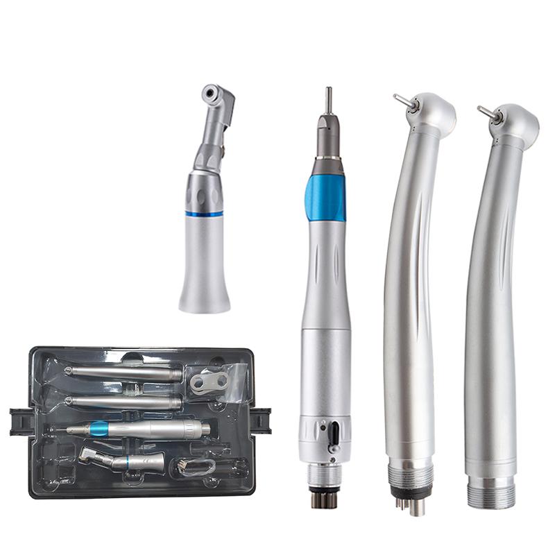 Dental LED High & Low Speed Handpiece Kit Straight Contra Angle Air Turbine 2/4 Hole M4 / B2 Whole Set