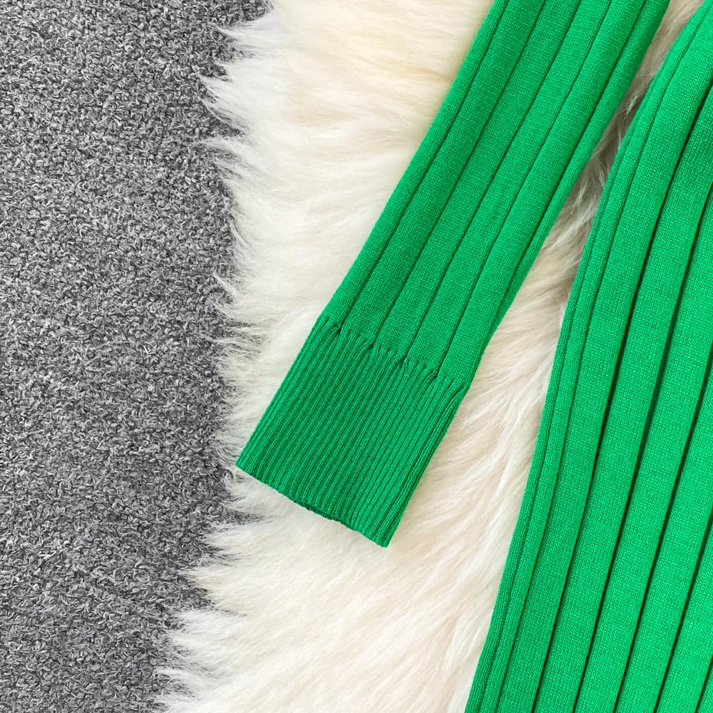 Шикарное элегантное облегающее платье с высоким воротником и длинными рукавами и поясом, пикантное модное вязаное платье, тонкий осенне-зимний свитер-карандаш, халат