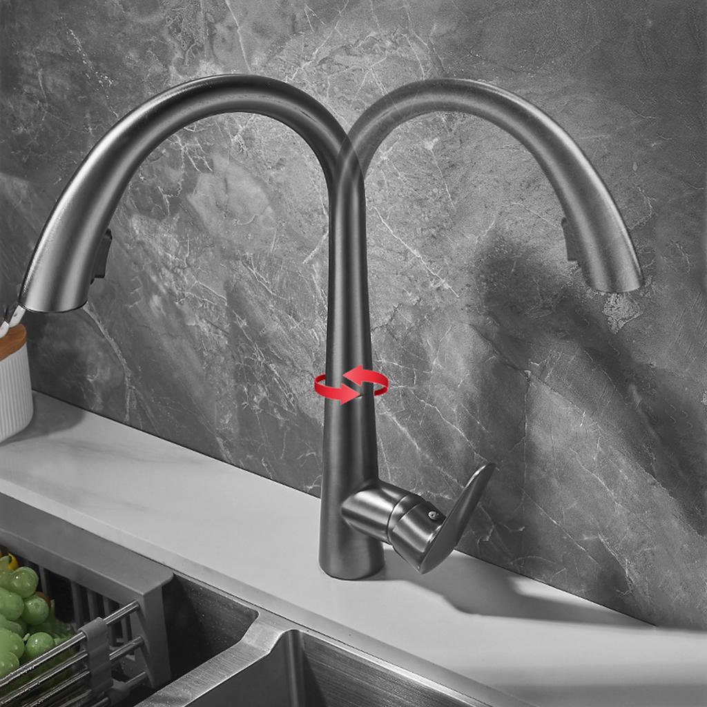 Поворотные на 360 градусов выдвижные кухонные смесители с 2 режимами струи Смесители для раковины в ванной комнате с высокой дугой Потяните вниз