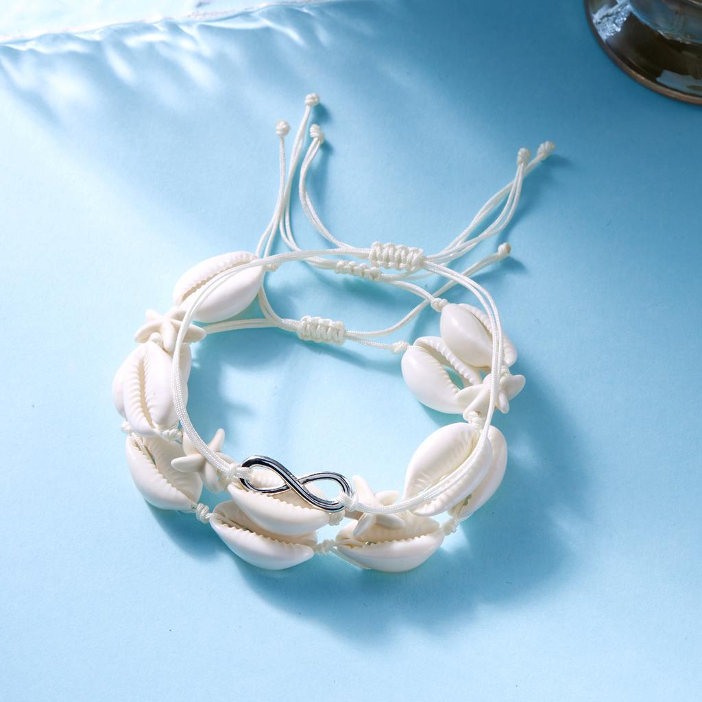 3 Pcs Luxury Handmade Bracelet Set for Women Natural Cowrie Shell Starfish Charms Adjustable Braided Rope Summer Beach Jewelry