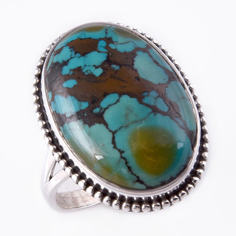 Кольцо из серебра 925 пробы с натуральным тибетским драгоценным камнем бирюзой ручной работы, размер 9 N7G74