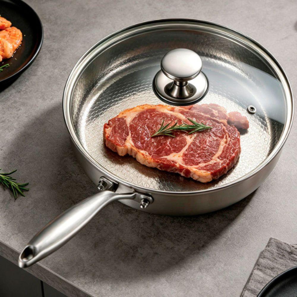 Titanium Zinc Zinc Alloy Hammered Texture Frying Pan Fast Heating Steak Skillet Non-stick Pot Fried Eggs