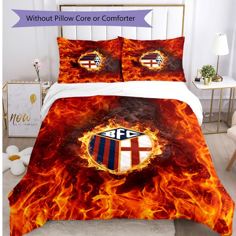 Bologna FC Printed 3PCS Bedding Set Breathable Duvet Cover with Pillowcases Decorative Bed Linen for Bedroom Home