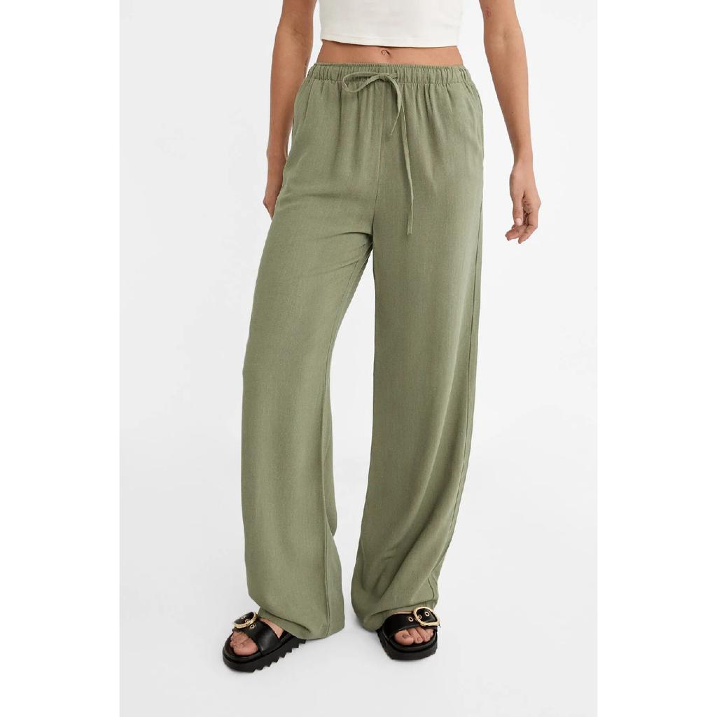 Linen Loose Cut Palazzo Trousers Ecru