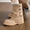 Элегантные женские ботильоны на плоской подошве Новая зимняя модная обувь 2025 Тренд Повседневные зимние ботинки Бренд Вечеринка Женские кроссовки Пряжка Ботас