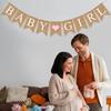 Pre-Strung Baby Girl Burlap Banner, Gender Reveal Banner for Baby Shower Party Decorations (Light Pink Heart)