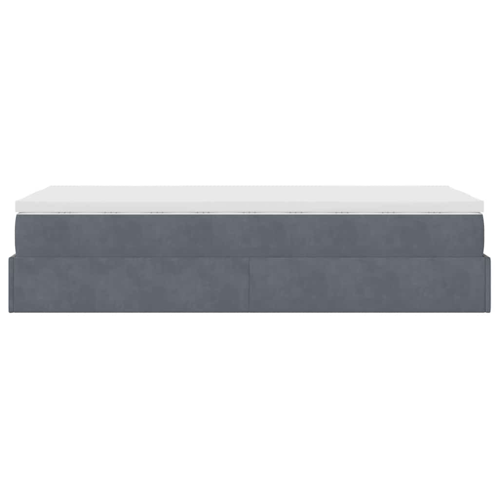 Ottoman Bed with Mattress Dark Grey 90x200 cm Velvet