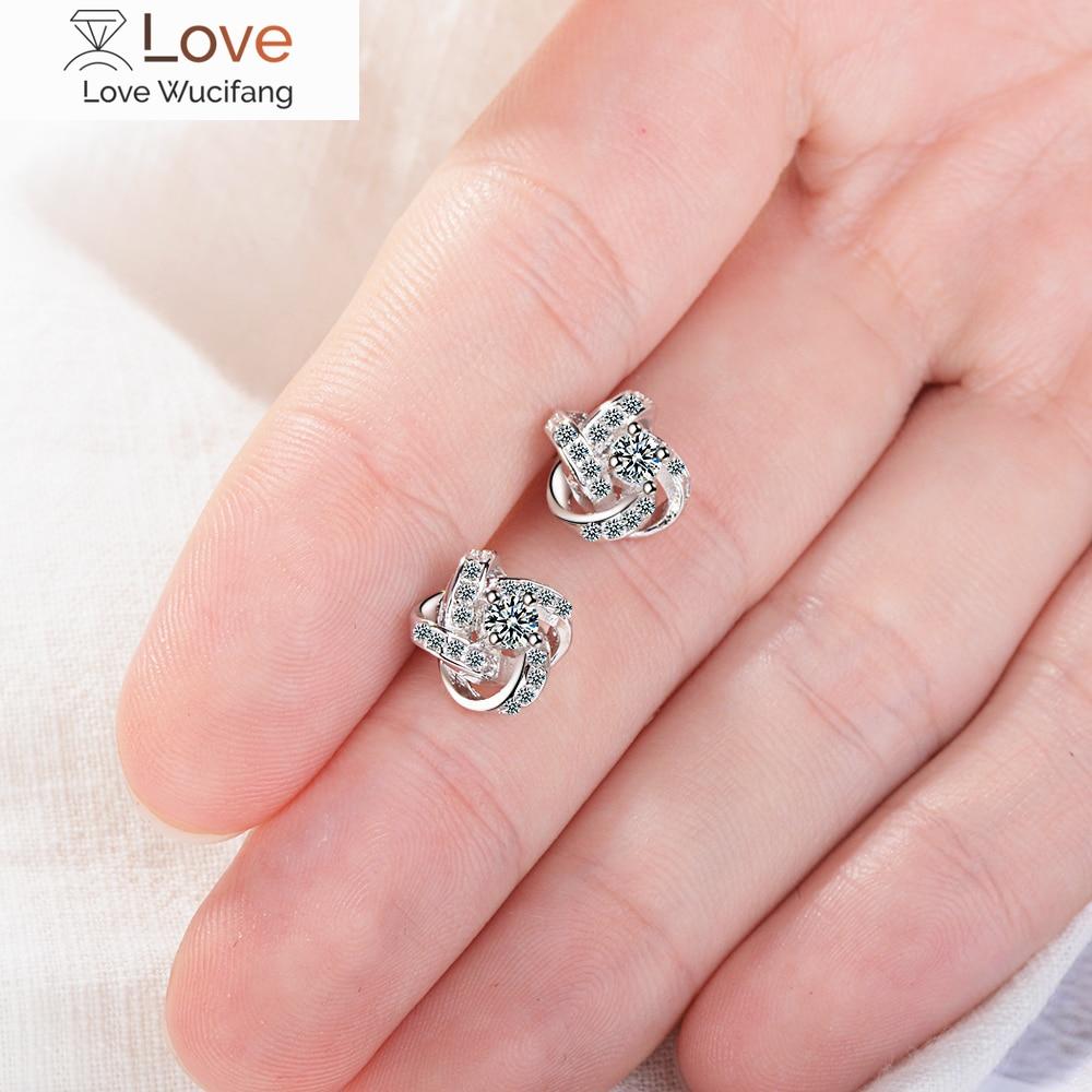 Серьги-гвоздики из стерлингового серебра 925 пробы с цветком клевера, элегантные свадебные серьги с кубическим цирконием для женщин, ювелирные украшения