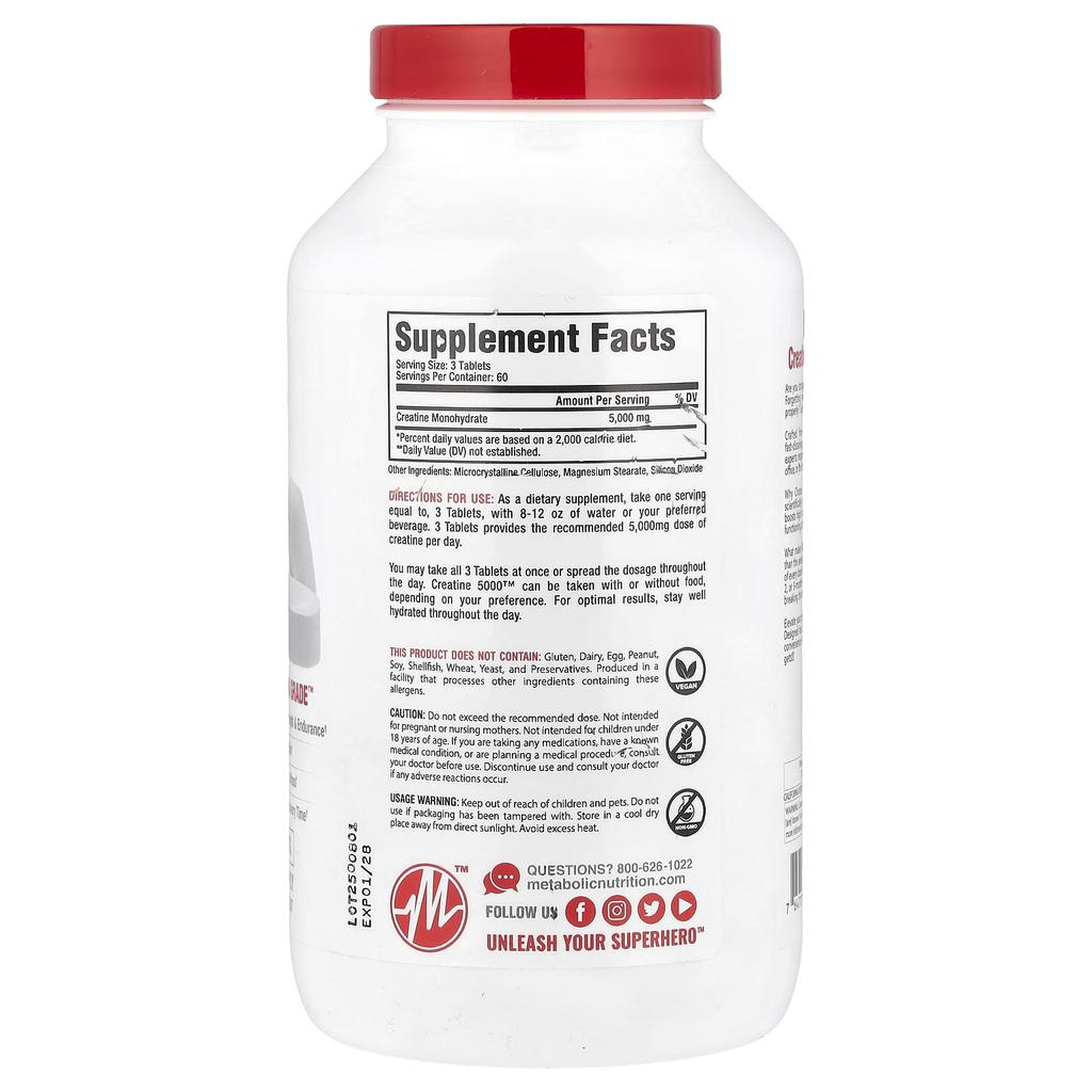 Creatine 5000™, 180 Tablets (1,666 Mg Per Tablet)