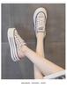 2024 весна-лето модные полутапочки с круглым носком женские маленькие увеличивающие рост парусиновые туфли износостойкие универсальные белые туфли на толстой подошве