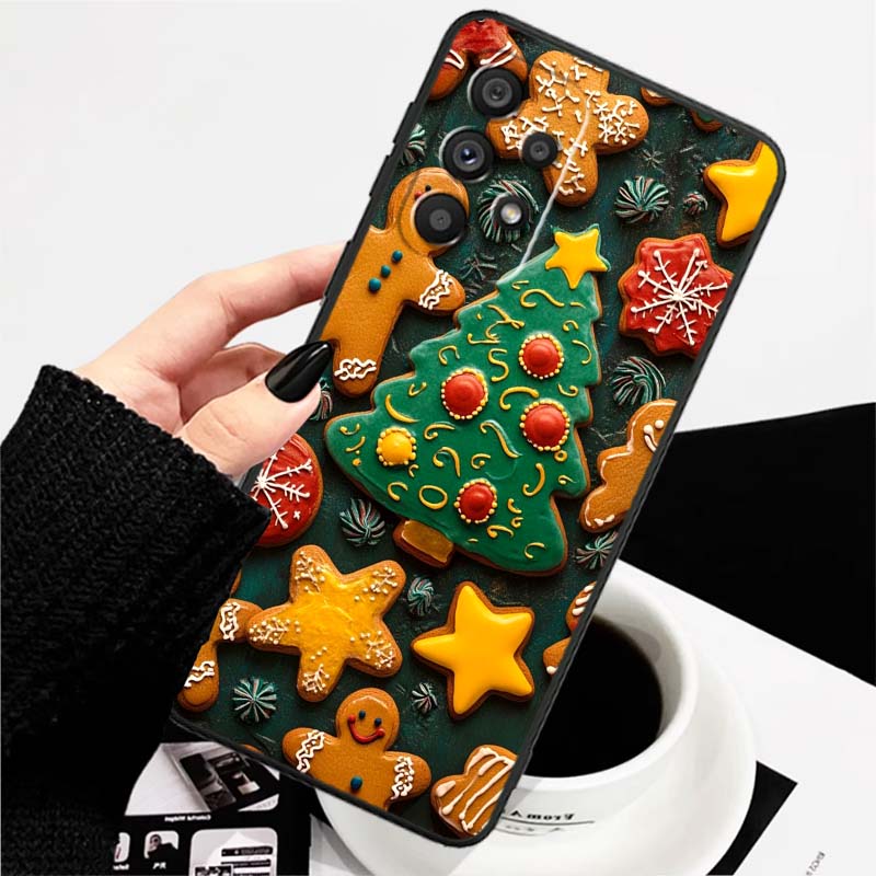 Рождественский Подарочный Дизайн Чехол для Телефона Для Samsung A73 A72 A71 A55 A54 A53 A52 A51 A13 A22 A16 A15 A12 A14 A26 A07 5G Черный