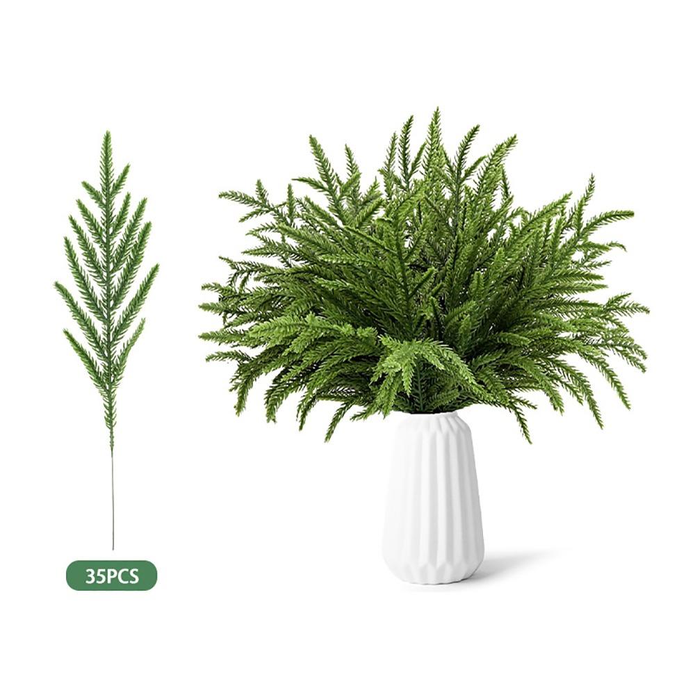 Red Berries Christmas Artificial Pine Branches Plastic Greenery Leaves Fake Cedar Pine Accessories DIY Faux Pine