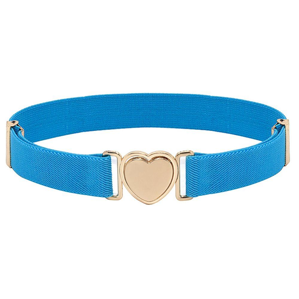 Canvas Girl Solid Color Waist Belt Punch-free Waistband Children Stretch Belts Heart Shape Buckle