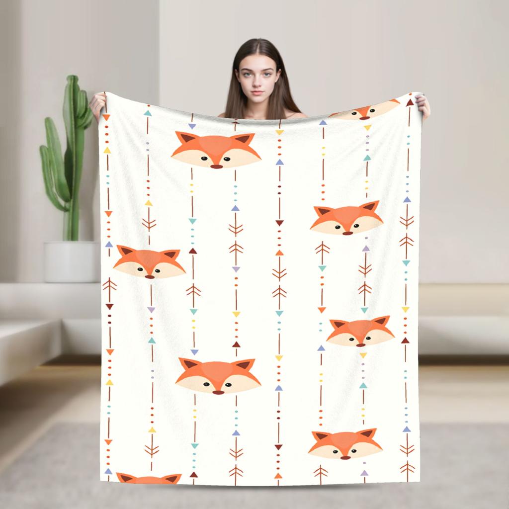 Cozy Blanket Plane Travel Cute Fox Throw Blanket Casual Bedspread For Chair Sofa Bed
