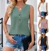 Summer Fashion Women's Tops Button Deep V Neck Cutout Sleeveless Tops Solid Color Bohemian Loose Vest Shirt
