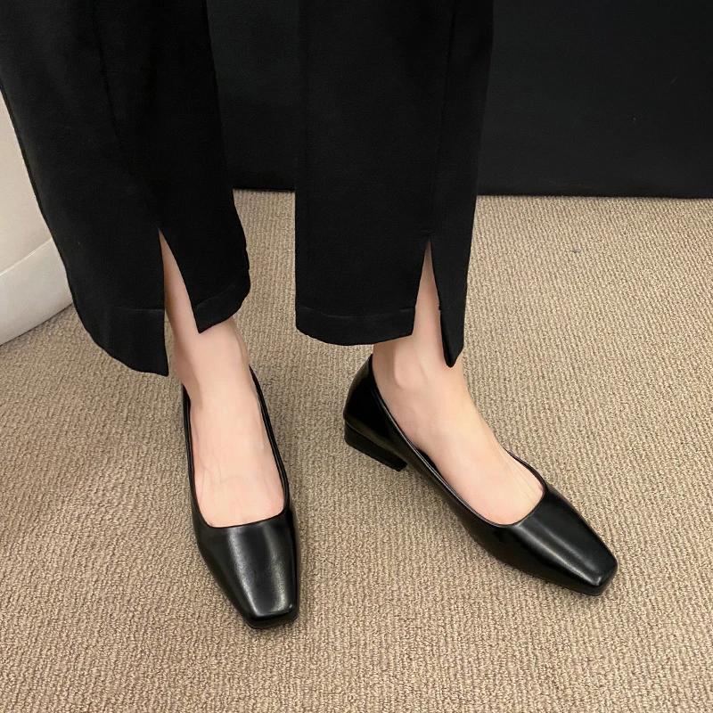 Fashion Woman Spring Casual Square Toe Low Soft Soled Shoes Lolita Ballerina Flats Female Elegant French Retro Mary Janes