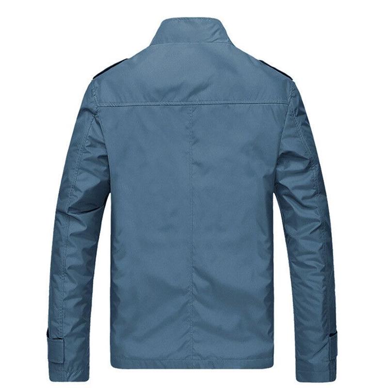 Весенние и осенние мужские куртки, повседневные куртки, мужские утягивающие куртки, однотонные с воротником-стойкой, мужская одежда