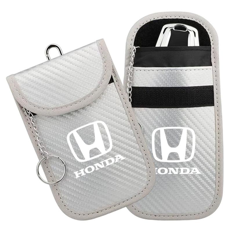ARD1 Carbon Fiber Car Key Case Signal Blocker Bag RFID Shielding Pockets For Honda Civic Accord CR-V Fit Jazz Odyssey Vezel Pilot HRV