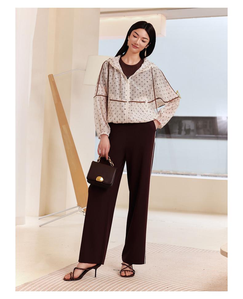 JZ Jiuzi Women's Summer Collection Simple and Comfortable Glutinous Rice Set Pants