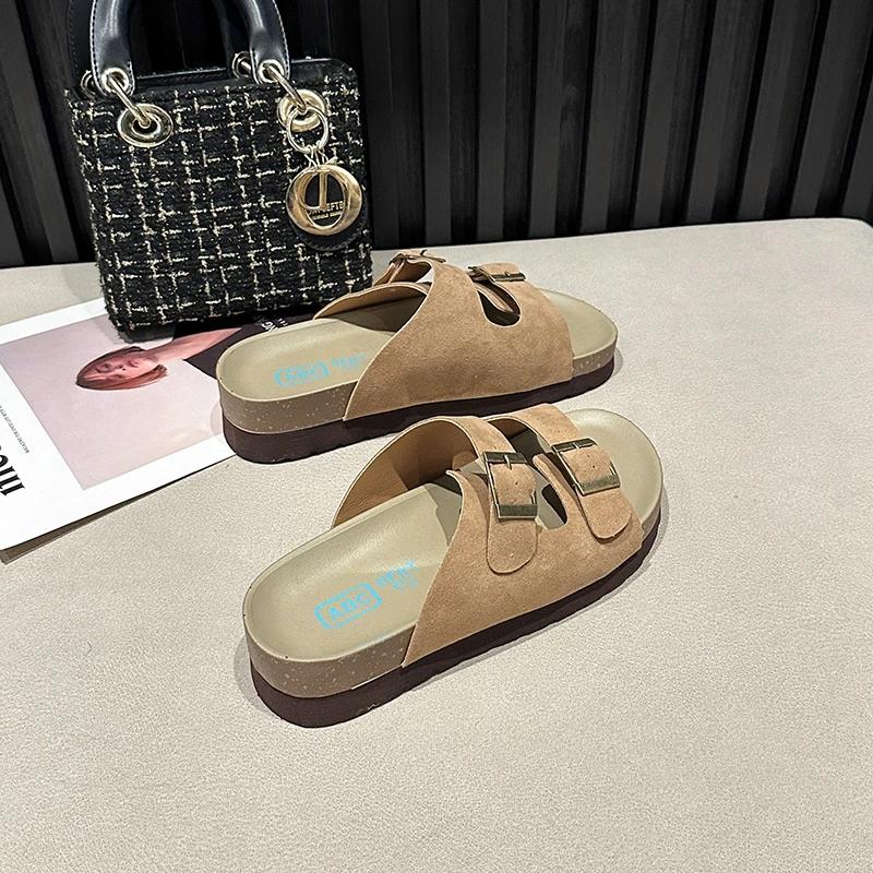 Slippers Platform Low Shoes Woman  Shale Female Beach Pantofle Luxury Slides Soft Sabot New Summer Designer Rome Fabri