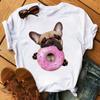 Cute French Bulldog T-shirt Animal Harajuku Print Pattern Shirt Fun French Bulldog Short Sleeves Animal Lover Tshirt Dog Mom Tee