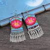 Retro Hand-embroidered Fabric Earrings Female Long Flower Fringed Versatile Temperament Performance Earrings Earrings