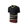 Футболка унисекс с коротким рукавом и логотипом серии Li Ning Badminton, геометрический узор, V-образный вырез, черный цвет AAYT577-4