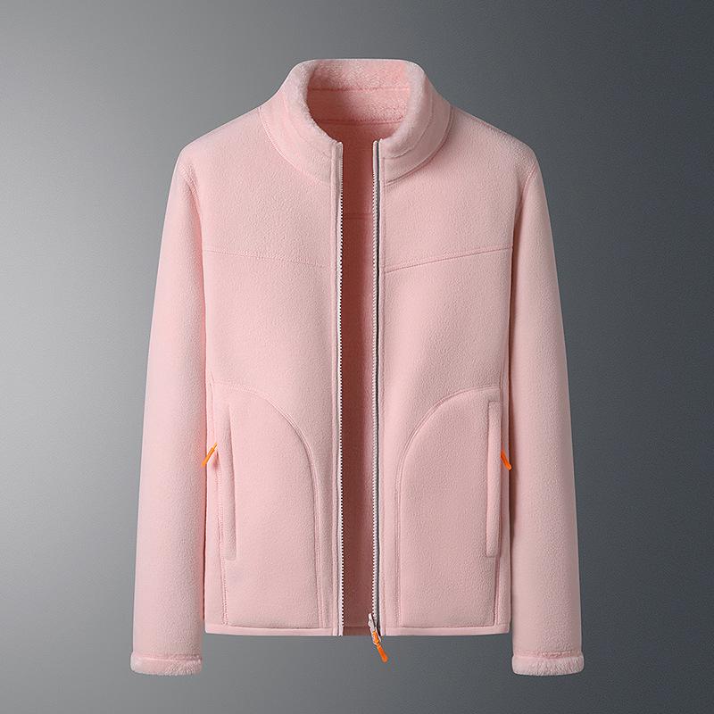 Double-Sided Coral Fleece Jacket - Multi-Color Couple's Autumn/Winter Top