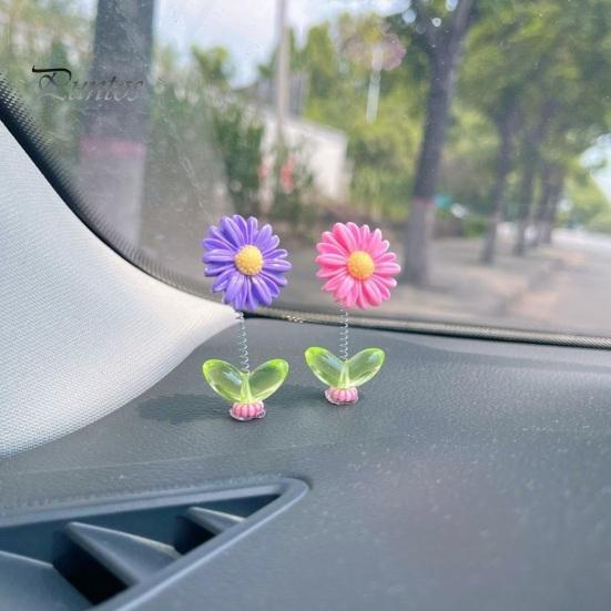 Маленькая фигурка на приборную панель автомобиля, Цветок на пружинке, Подсолнух с качающейся головой, Декор для салона, Милые украшения для зеркала заднего вида и