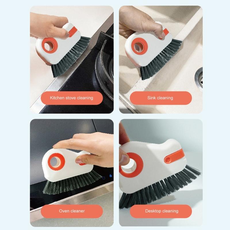 Double Window Cleaning Tool With Soft Bristles And Hanging Hole Space Saving Kitchen Bathroom Essential