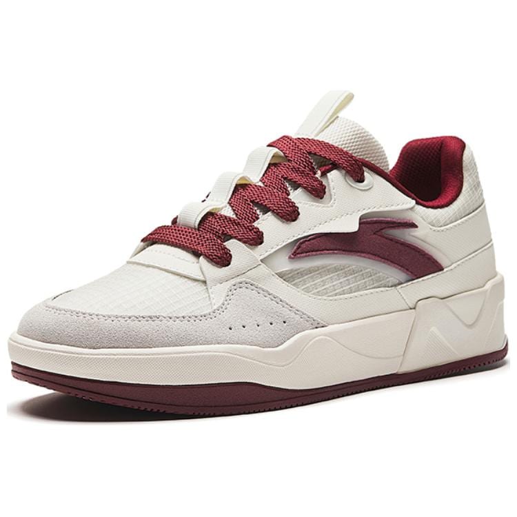 Anta Slip Resistant Abrasion Resistant Low top Skateboard Shoes Women's White Red 922428007-1