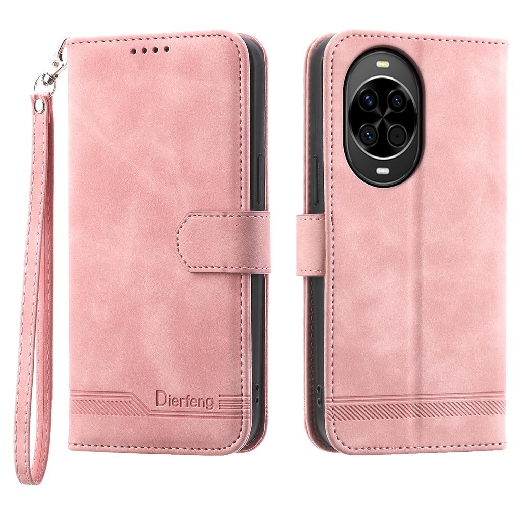 DIERFENG DF-03 Для Huawei nova 14 5G Чехол Тиснение Линии Кошелек Кожаный Чехол для Телефона с Ремешком на Запястье