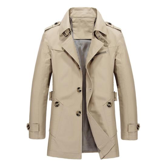 Men Retro Jacket Lapel Long Sleeve Single Breasted Business-Style Outwear Solid Color Pockets