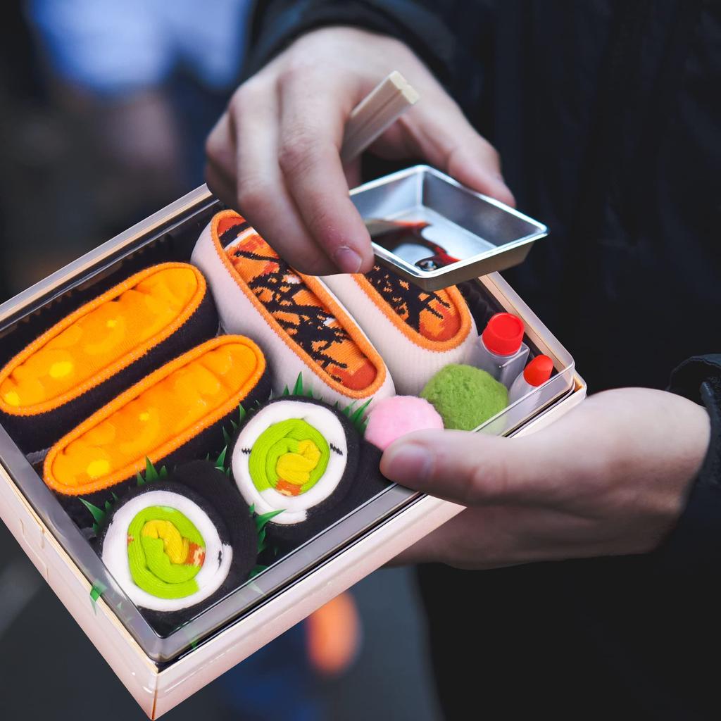 AGRIMONY Sushi Box Socks for and Boys A Fun and Popular Gift for Men and Perfect for or Any These Cute and Stylish Cotton Crew Socks Are a Great Gift