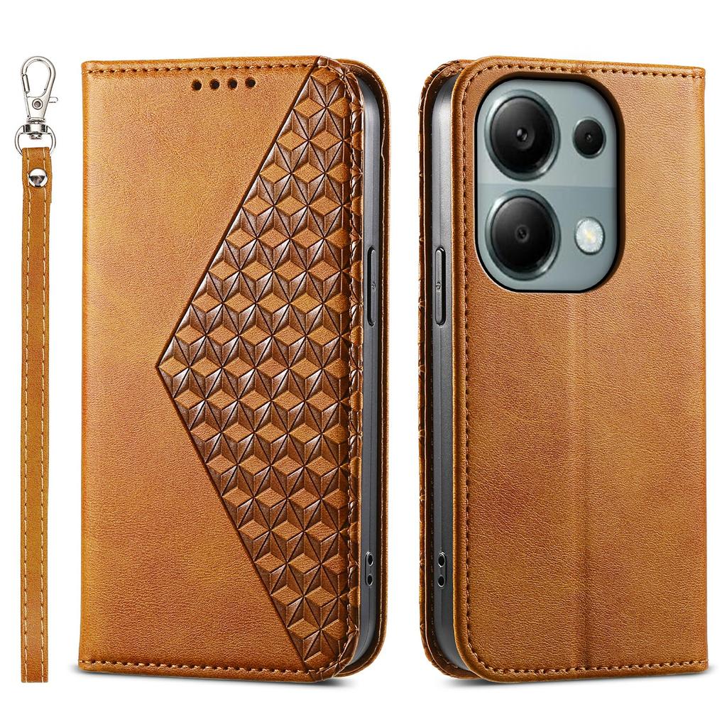Чехол для Xiaomi Redmi Note 13 Pro 4G, кошелек-чехол из искусственной кожи с ромбовидным тисненым узором