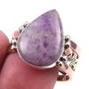 Natural Tiffany Stone Gemstone 925 Sterling Silver Two Tone Ring Size 10 h1G49