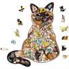 Wooden Jigsaw Puzzles for Adults Kids, Unique Cat Puzzle for Family Friends Fun Game Animal Shaped Puzzle