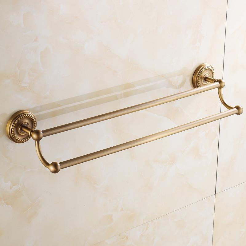 Towel Bars Double Rails Brass Wall Shelves Towel Holder Bath Shelf Towel Hanger Bathroom Accessories Black Towel Rack HJ-1311