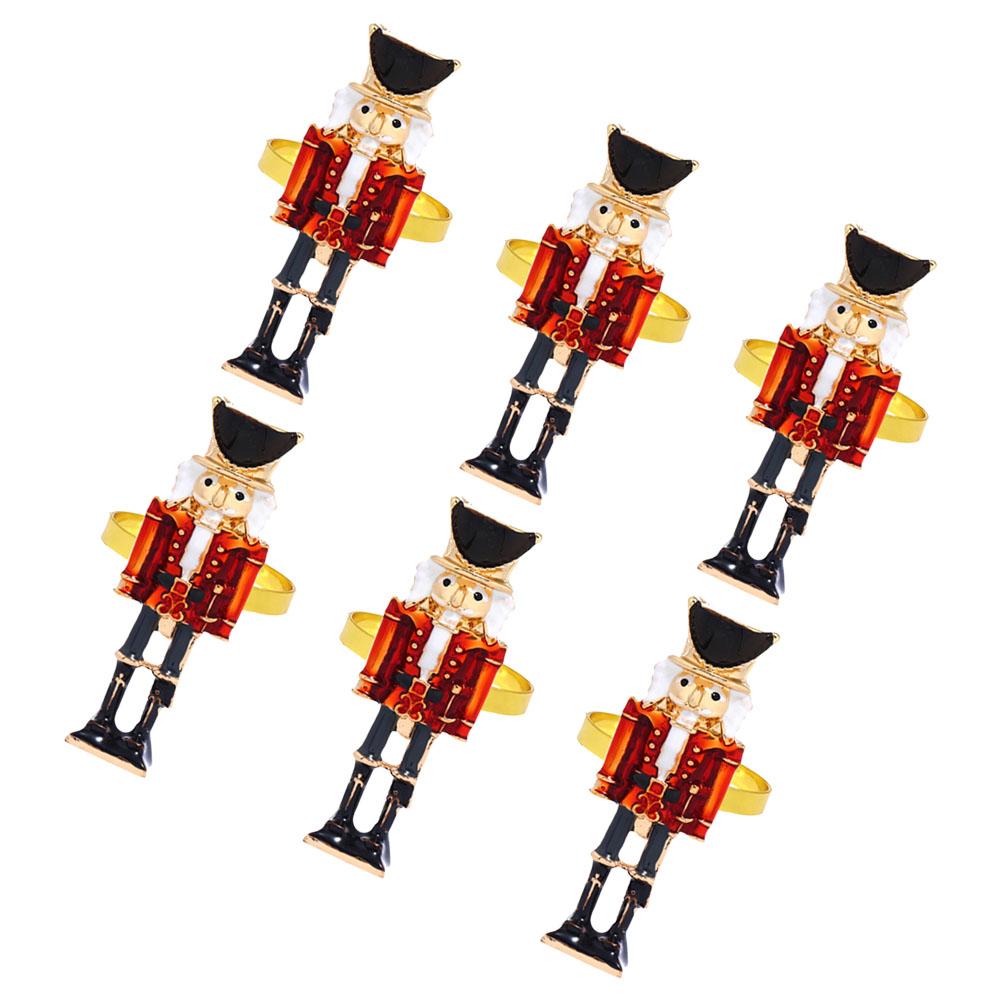 Золотые кольца для салфеток, ореховые пуговицы для солдатиков, праздничные украшения для вечеринок, 6 шт., рождественские элегантные пряжки для ужина