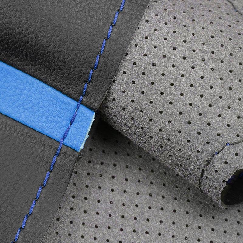 Braids on Car Steering Wheel For Peugeot 308 2014 2015 2016 2017 2018 Perforated Microfiber Leather Cover Trim