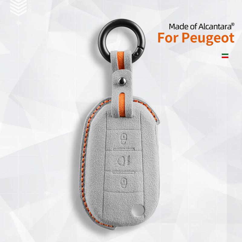 Interior Mouldings Alcantara Car Key Case Remote Buttons Cover Shell For Peugeot 3008 508 2008 5008 308 Suede Keychain Protector