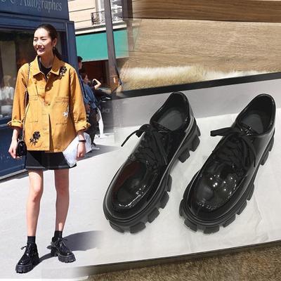 Классические лакированные полуботинки с круглой головкой, женские туфли на плоской подошве со шнуровкой, однотонные черные туфли на низком каблуке, черные короткие туфли, Zapatillas Mujer pu
