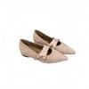 Retro pointed matte splicing one-word buckle shallow mouth single shoes women's inner height increase shallow mouth temperament work shoes