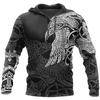 Mens Hoodies Vikings Eagle Tattoo Fashion Animal Pattern 3D Printed Style Casual Harajuku Hip Hop Pullover Oversized Sudaderas