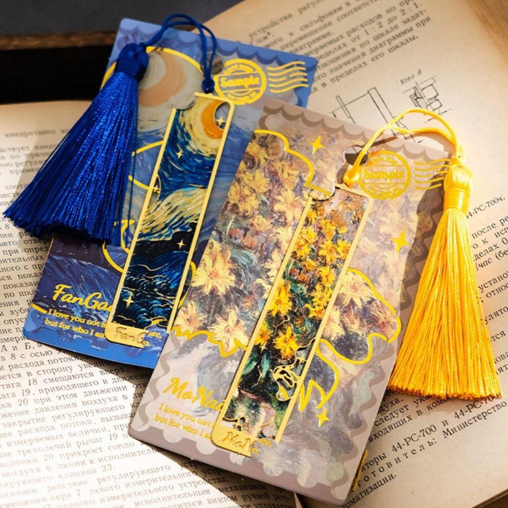 Полая металлическая закладка, закладка для страницы книги с масляной живописью, многофункциональный зажим для книги для чтения, подарки