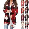 Women's Fashion Casual Christmas Print Mid-Length Cardigan Jacket