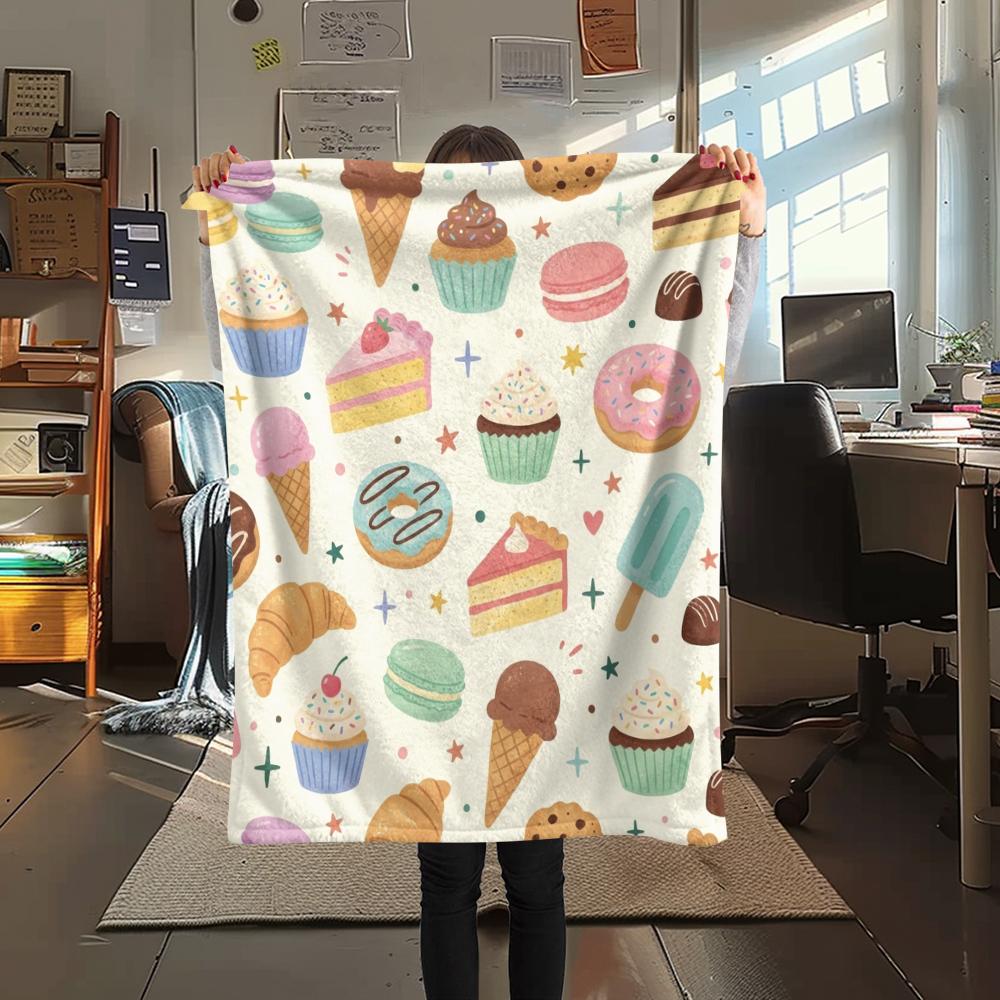 1Pc Cute Cartoon Print Flannel Blanket, High quality Comfortable for All Seasons, Home Decor, Warmth and Comfort, Perfect for Christmas Gifts W49