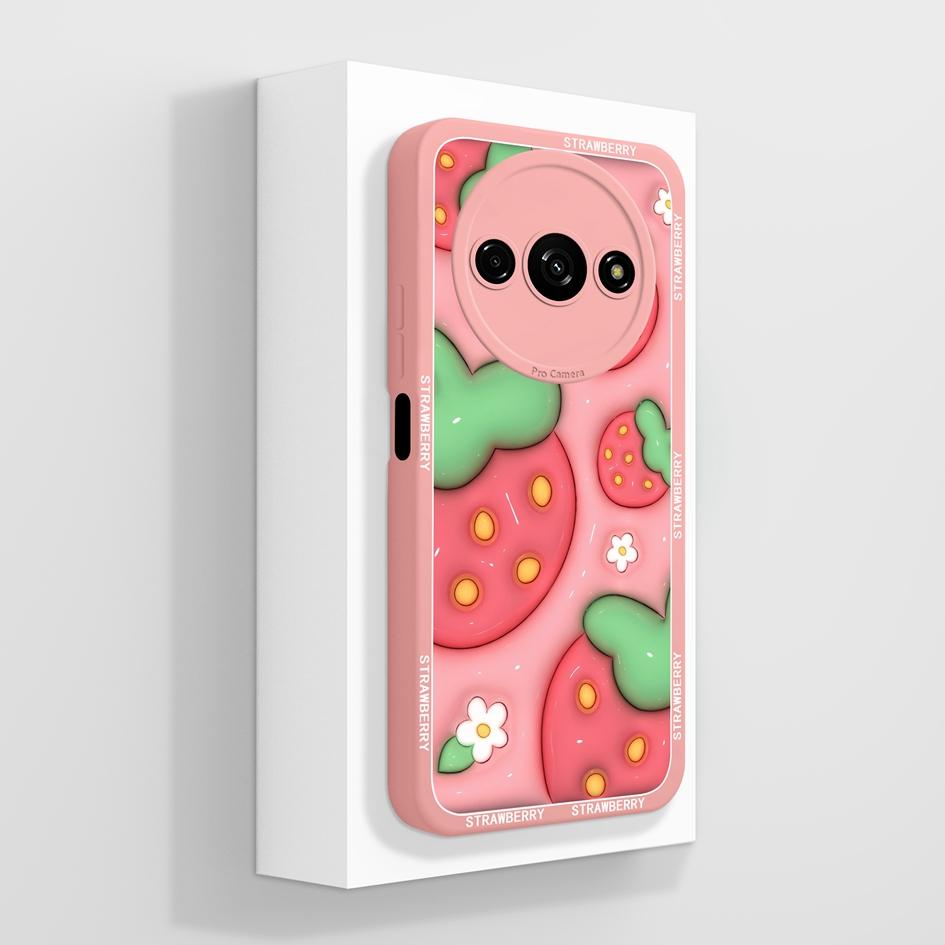 Милый клубничный и медвежий противоударный чехол из жидкого силикона для Redmi A1-A4