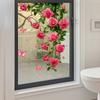 Romantic Pink Rose Vine Glass Sticker Butterfly Self Adhesive Kitchen Bathroom Door Decor