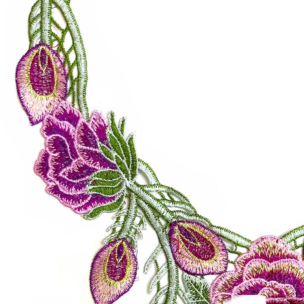 Detachable Embroidery Flower Applique 24cm X 34cm Floral Patches  Wedding Decoration DIY